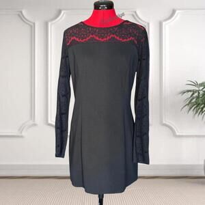 Jessica Simpson Black Lace-Trimmed Dress Size 12